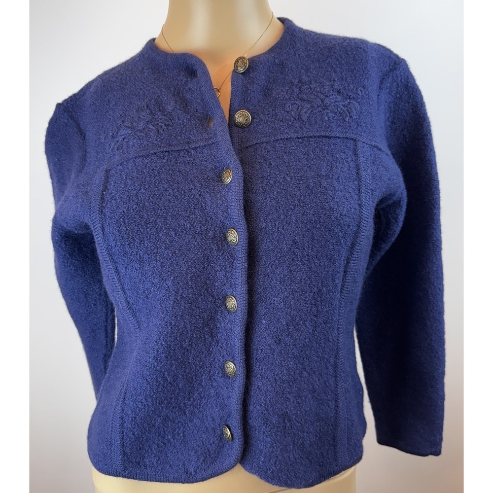 Vintage Pendleton Blue Wool Tailored Cropped Button-Up Jacket Preppy XS-S